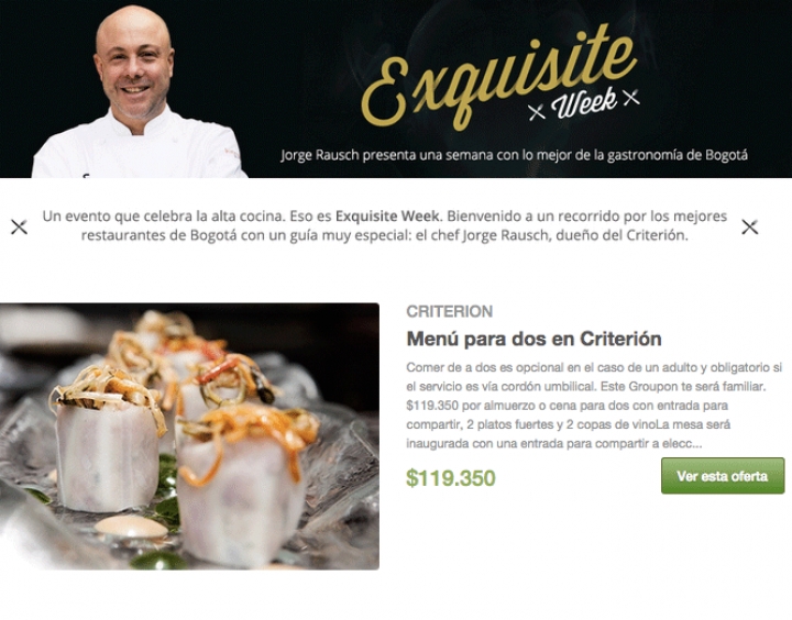 EXQUISITE WEEK: la magia de los mejores chefs se une a los buenos descuentos de Groupon